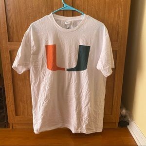 White Miami Hurricanes Team Logo T-shirt - Size Large